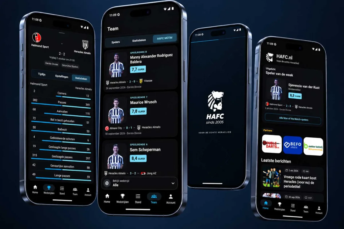 HAFC-app flink vernieuwd: Match Center, Langs de Lijn en meer nieuwe functies